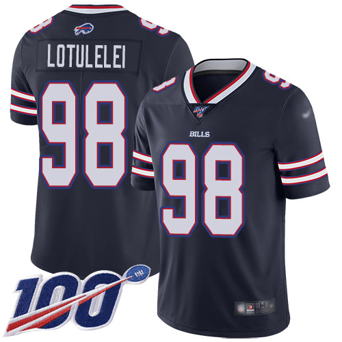 Men Buffalo Bills 98 Star Lotulelei Limited Navy Blue Inverted Legend 100th Season NFL Jersey